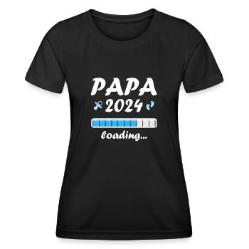 Papa 2024 Loading Vaterschaft Vater Werden Dad - Frauen Funktions-T-Shirt - Schwarz - Vorne - AI Model Female 172 light (172cm)