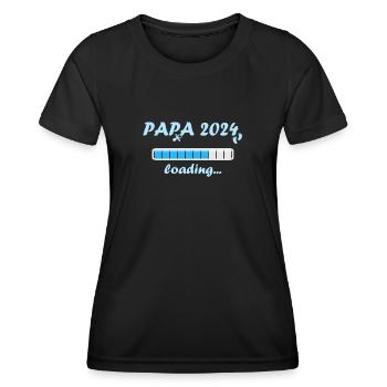 Papa 2024 Loading Vaterschaft Vater Werden Dad - Frauen Funktions-T-Shirt - Schwarz - Vorne - AI Model Female 172 light (172cm)