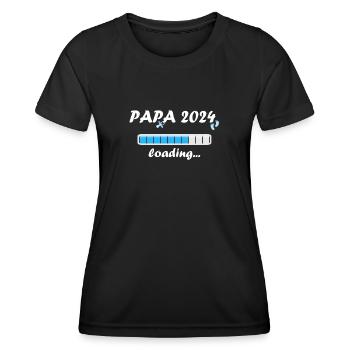 Papa 2024 Loading Vaterschaft Vater Werden Dad - Frauen Funktions-T-Shirt - Schwarz - Vorne - AI Model Female 172 light (172cm)