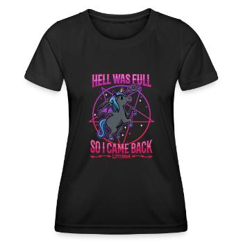 L’enfer était plein alors je suis revenu - Lifeerror - T-shirt sport Femme - noir - Devant - AI Model Female 172 light (172cm)