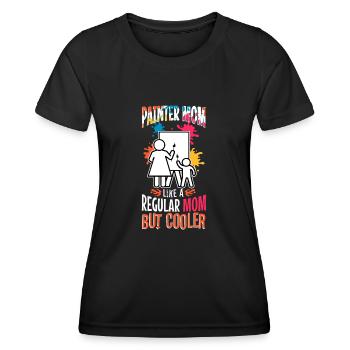Maman peintre comme un papa normal mais plus cool - T-shirt sport Femme - noir - Devant - AI Model Female 172 light (172cm)