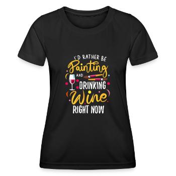Je préfère peindre - T-shirt sport Femme - noir - Devant - AI Model Female 172 light (172cm)