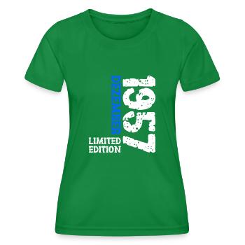 1957 Dezember Limited Edition 66. Geburtstag Deko - Frauen Funktions-T-Shirt - Kelly Green - Vorne - AI Model Female 172 dark (172cm)