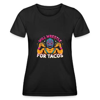 Mexican Wrestling Wrestler Lucha Libre Taco - Women's Functional T-Shirt - black - Front - AI Model Female 172 light (172cm)