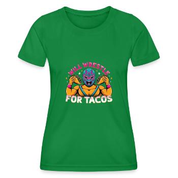 Lutteur mexicain Lucha Libre Taco - T-shirt sport Femme - vert - Devant - AI Model Female 172 dark (172cm)