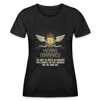Wir haben viel gemeinsam 25.Hochzeitstag - Frauen Funktions-T-Shirt - Schwarz - Vorne - AI Model Female 172 light (172cm)
