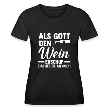 Als Gott Den Wein Erschuf Dachte Er An Mich - Frauen Funktions-T-Shirt - Schwarz - Vorne - AI Model Female 172 light (172cm)