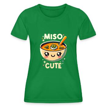 Miso Soup Enthusiasts Delight with Kawaii Miso - Women's Functional T-Shirt - kelly green - Front - AI Model Female 172 dark (172cm)