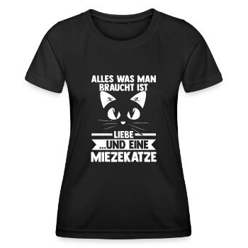 Katze Miezekatze Katzenliebhaber Katzenbesitzer Ka - Frauen Funktions-T-Shirt - Schwarz - Vorne - AI Model Female 172 light (172cm)