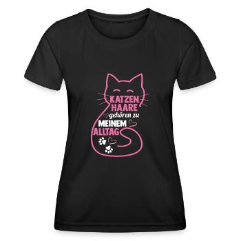 Katze Miezekatze Katzenliebhaber Katzenbesitzer Ka - Frauen Funktions-T-Shirt - Schwarz - Vorne - AI Model Female 172 light (172cm)
