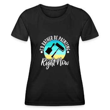 je préfère peindre - T-shirt sport Femme - noir - Devant - AI Model Female 172 light (172cm)