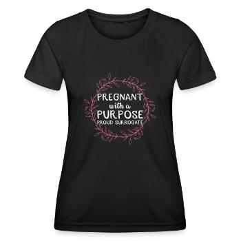 Pregnant With A Purpose Proud Leihmutter - Frauen Funktions-T-Shirt - Schwarz - Vorne - AI Model Female 172 light (172cm)
