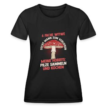 Pilz Pilze Pilzjäger Pilzsammler - Frauen Funktions-T-Shirt - Schwarz - Vorne - AI Model Female 172 light (172cm)