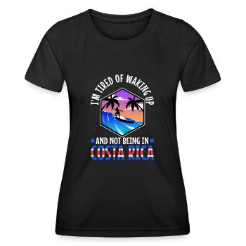 Je suis fatigué de me réveiller et de ne pas être au Costa Rica - T-shirt sport Femme - noir - Devant - AI Model Female 172 light (172cm)