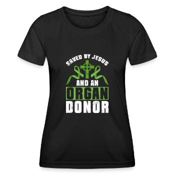 Don d’organes Greffe d’organes Don d’organes - T-shirt sport Femme - noir - Devant - AI Model Female 172 light (172cm)