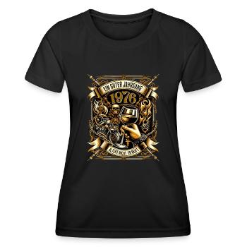 1976 Geburtstag Biker Ein Guter Jahrgang Altert - Frauen Funktions-T-Shirt - Schwarz - Vorne - AI Model Female 172 light (172cm)