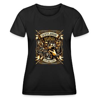 1980 Geburtstag Biker Ein Guter Jahrgang Altert - Frauen Funktions-T-Shirt - Schwarz - Vorne - AI Model Female 172 light (172cm)