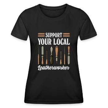 Leatherwork, Stamping, Craftsman, Leatherworker - Women's Functional T-Shirt - black - Front - AI Model Female 172 light (172cm)