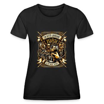1982 Geburtstag Biker Ein Guter Jahrgang Altert - Frauen Funktions-T-Shirt - Schwarz - Vorne - AI Model Female 172 light (172cm)