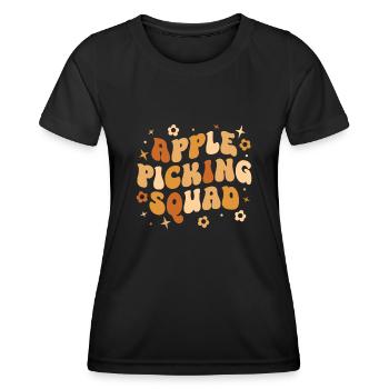 Apfelpflücke Erntezeit Crew Apfelpflücken - Frauen Funktions-T-Shirt - Schwarz - Vorne - AI Model Female 172 light (172cm)
