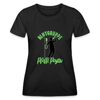 Blutgruppe Pfeffi Positiv - Frauen Funktions-T-Shirt - Schwarz - Vorne - AI Model Female 172 light (172cm)