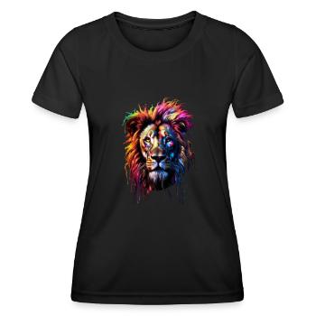 Lion arc-en-ciel - T-shirt sport Femme - noir - Devant - AI Model Female 172 light (172cm)