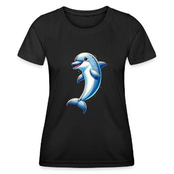 Delfin-Ozean - Frauen Funktions-T-Shirt - Schwarz - Vorne - AI Model Female 172 light (172cm)