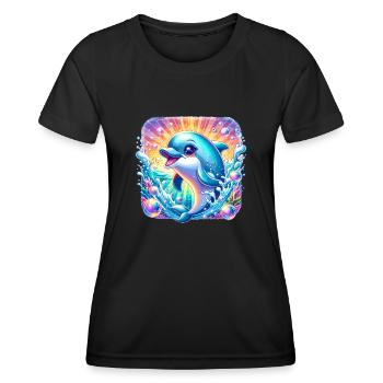 Dauphin Océan - T-shirt sport Femme - noir - Devant - AI Model Female 172 light (172cm)