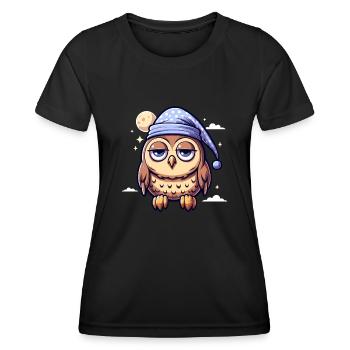 Schlafeule NIght Eule niedlich - Frauen Funktions-T-Shirt - Schwarz - Vorne - AI Model Female 172 light (172cm)