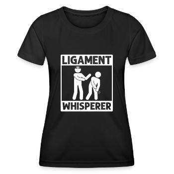 Gourou des soins ligamentaires – Maîtrise de la - T-shirt sport Femme - noir - Devant - AI Model Female 172 light (172cm)