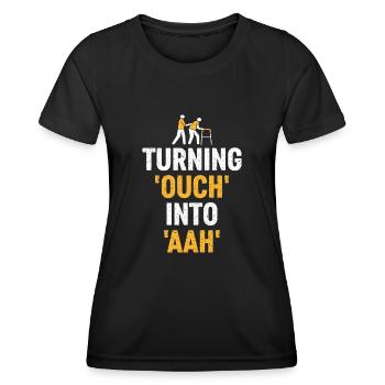 De la douleur au soulagement - L’art de la thérapie apaisante - T-shirt sport Femme - noir - Devant - AI Model Female 172 light (172cm)