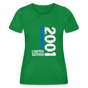 2001 Dezember Limited Edition 22. Geburtstag Deko - Frauen Funktions-T-Shirt - Kelly Green - Vorne - AI Model Female 172 dark (172cm)
