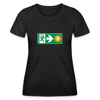 Emergency Exit Bitcoin Bitcoiner - Women's Functional T-Shirt - black - Front - AI Model Female 172 light (172cm)