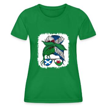 Cymru Halb Schottin Halb Walisisch Mädchen Wales Schottland - Frauen Funktions-T-Shirt - Kelly Green - Vorne - AI Model Female 172 dark (172cm)