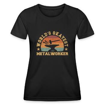 Retro World's Okayest Metalworker - Women's Functional T-Shirt - black - Front - AI Model Female 172 light (172cm)