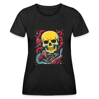 Crâne flottant : Dessin animé Pop Art - T-shirt sport Femme - noir - Devant - AI Model Female 172 light (172cm)