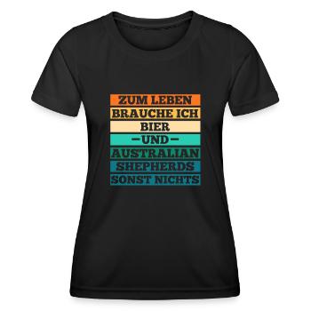 Bier Australian Shepherd Hund Aussie - Frauen Funktions-T-Shirt - Schwarz - Vorne - AI Model Female 172 light (172cm)