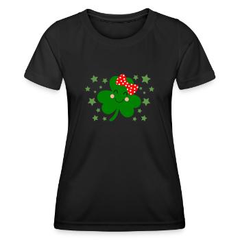 Accessoires de la Saint-Patrick, décoration de Shamrock d'irlande - T-shirt sport Femme - noir - Devant - AI Model Female 172 light (172cm)