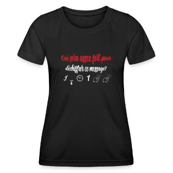 Annonce grossesse humoristique femme enceinte mère - T-shirt sport Femme - noir - Devant - AI Model Female 172 light (172cm)