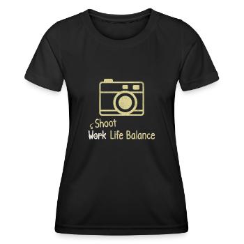 Photographier le travail d’un photographe d’équilibre de vie - T-shirt sport Femme - noir - Devant - AI Model Female 172 light (172cm)