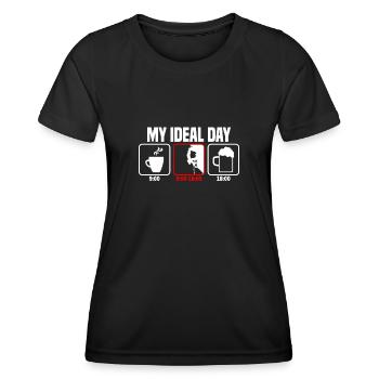 Ma journée parfaite d’escalade grimpeur - T-shirt sport Femme - noir - Devant - AI Model Female 172 light (172cm)