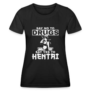 Say No To Drugs But Yes To Anime Gift Idea - Women's Functional T-Shirt - black - Front - AI Model Female 172 light (172cm)
