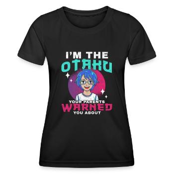 Je suis l’otaku contre lequel tes parents t’ont mis en garde - T-shirt sport Femme - noir - Devant - AI Model Female 172 light (172cm)