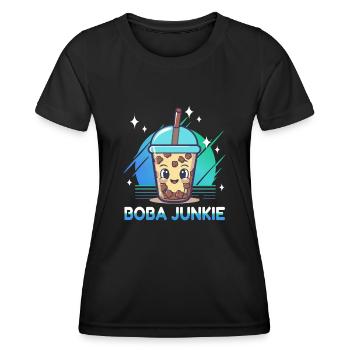 Boba Junkie Bubble Tea Junkie - T-shirt sport Femme - noir - Devant - AI Model Female 172 light (172cm)