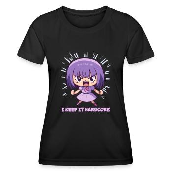 Das "Keep it Hardcore" Anime-Mädchen - Frauen Funktions-T-Shirt - Schwarz - Vorne - AI Model Female 172 light (172cm)
