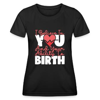 Infirmière spécialisée dans le travail et l’accouchement - T-shirt sport Femme - noir - Devant - AI Model Female 172 light (172cm)