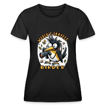 World's Best Okay Birder Birdwatching - Women's Functional T-Shirt - black - Front - AI Model Female 172 light (172cm)
