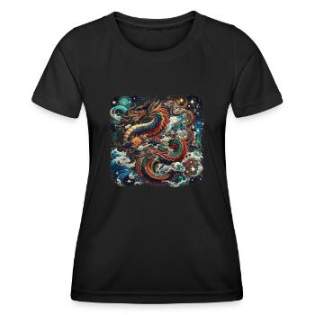Drache Chinesisches Tierkreiszeichen - Frauen Funktions-T-Shirt - Schwarz - Vorne - AI Model Female 172 light (172cm)