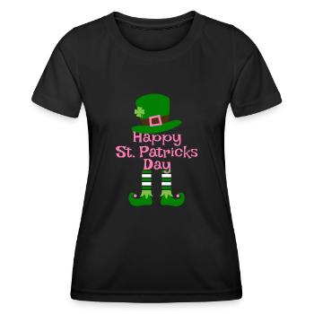Accessoires de la Saint-Patrick, décoration de Shamrock d'irlande - T-shirt sport Femme - noir - Devant - AI Model Female 172 light (172cm)