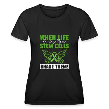 Greffe de cellules souches Donneur de cellules souches Cellule souche - T-shirt sport Femme - noir - Devant - AI Model Female 172 light (172cm)